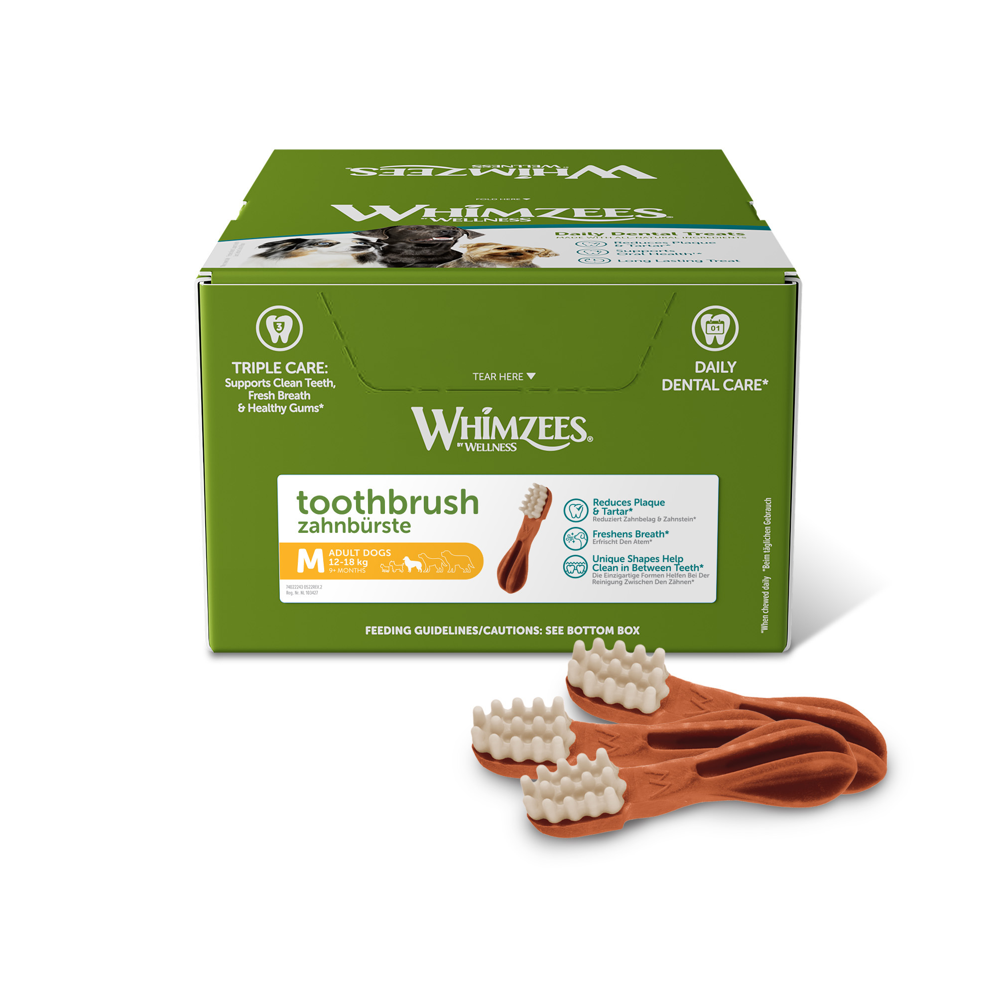 Whimzees Toothbrush Dog Chew, Medium 