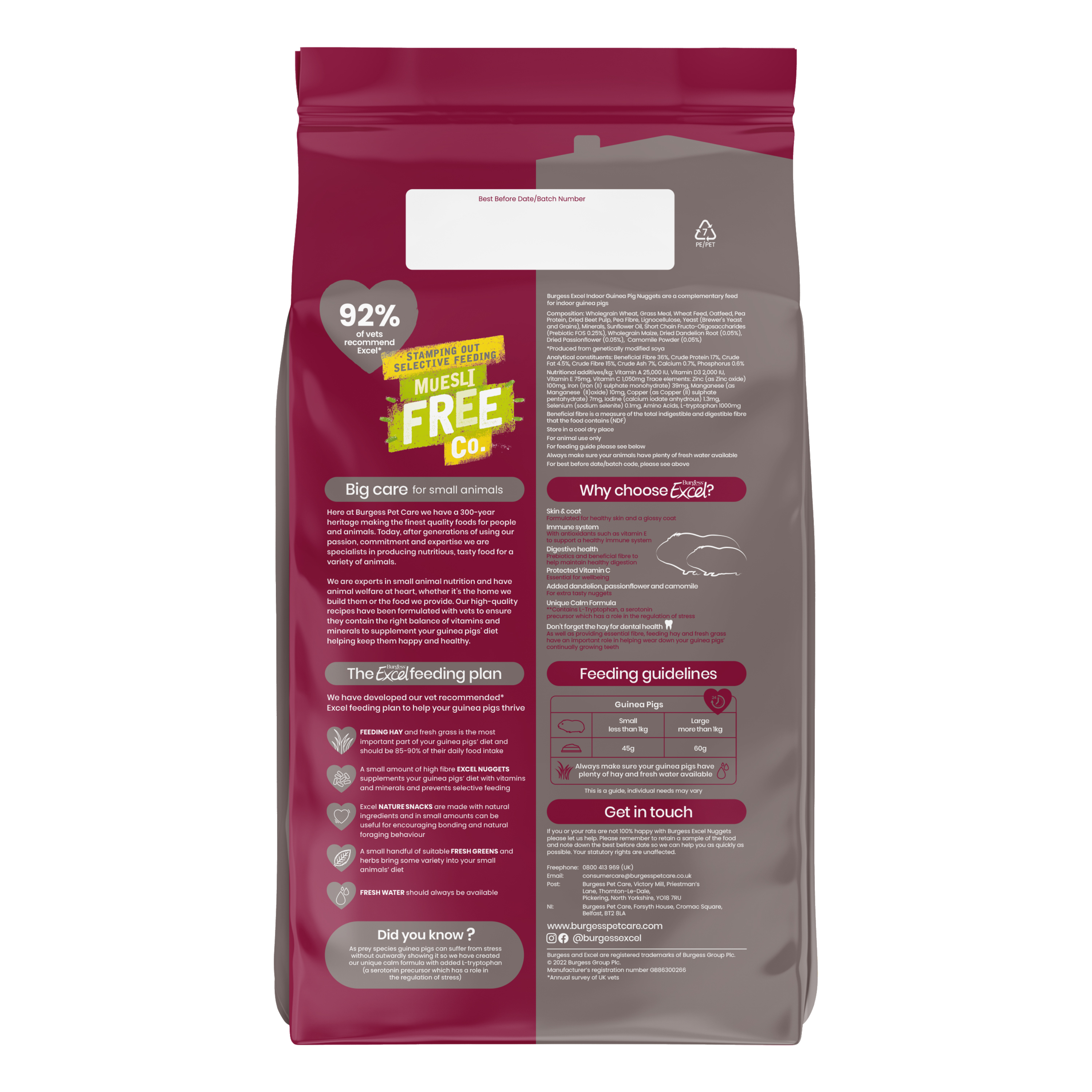 Burgess Excel Indoor Guinea Pig Food 1.5kg