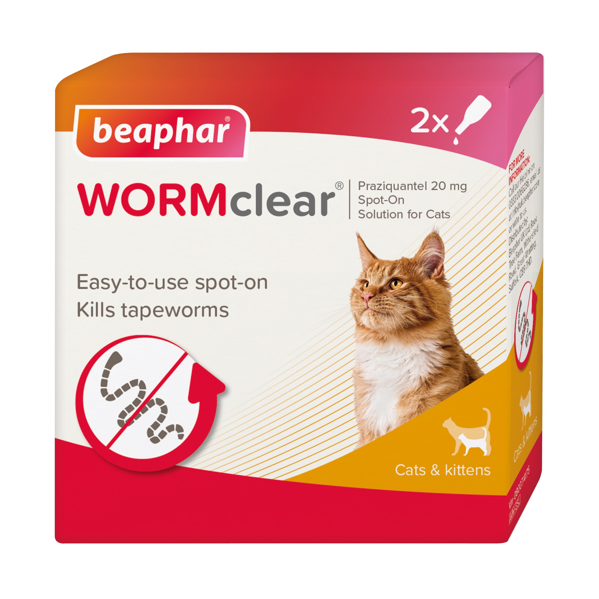 Beaphar WORMclear Spot-On for Cats, 2 Pipettes