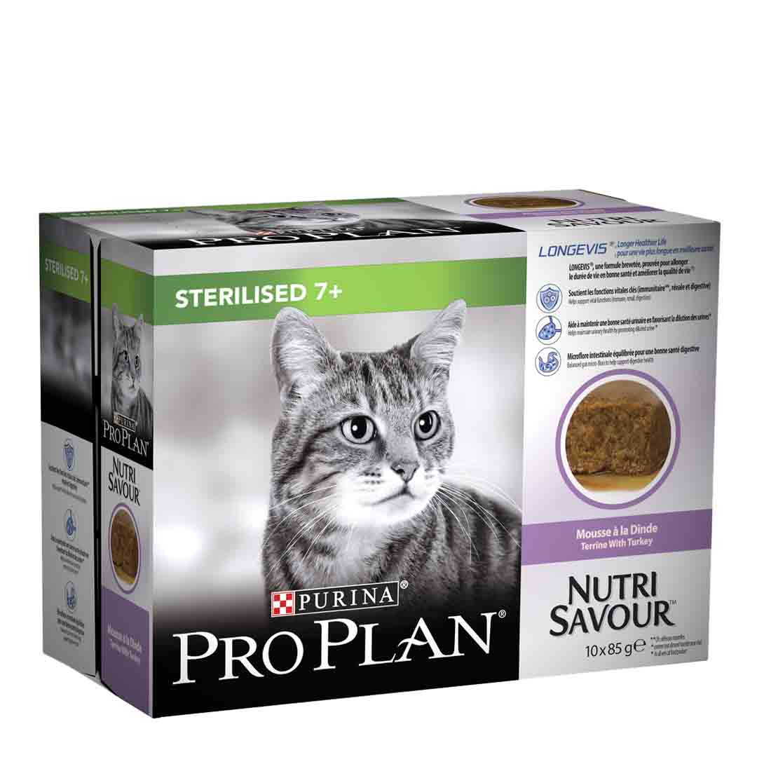 Pro Plan Sterilised 7+ Turkey Wet Cat Food , 10 x 85g
