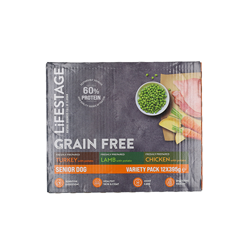 Lifestage Grain Free Senior Variety Pack Dog Food 12x395g