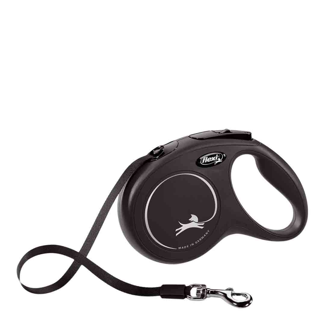 Flexi Classic Retractable Tape Medium Dog Lead 5m - Black