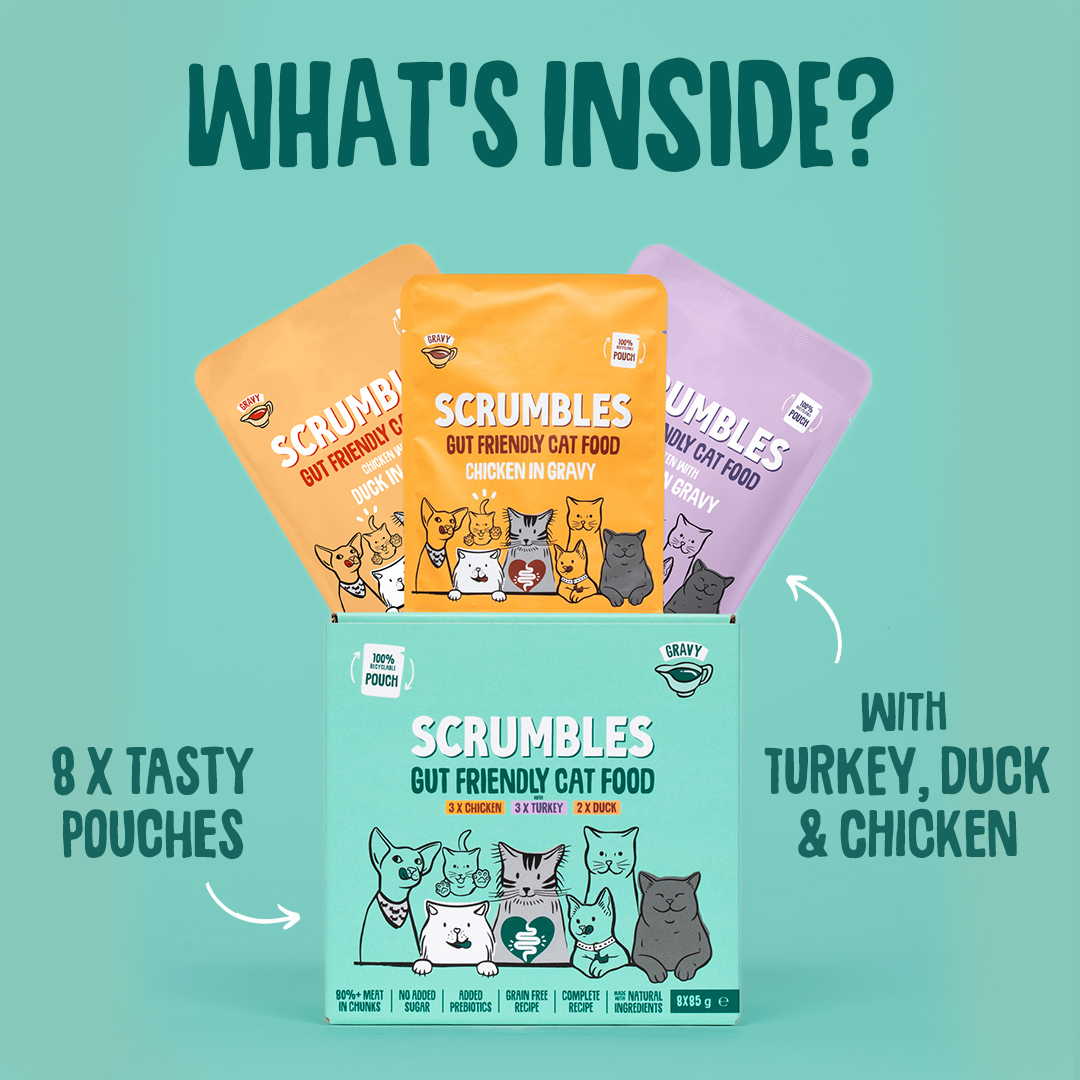 Scrumbles Grain Free Wet Cat Gravy Recyclable Pouch Selection 8x85g