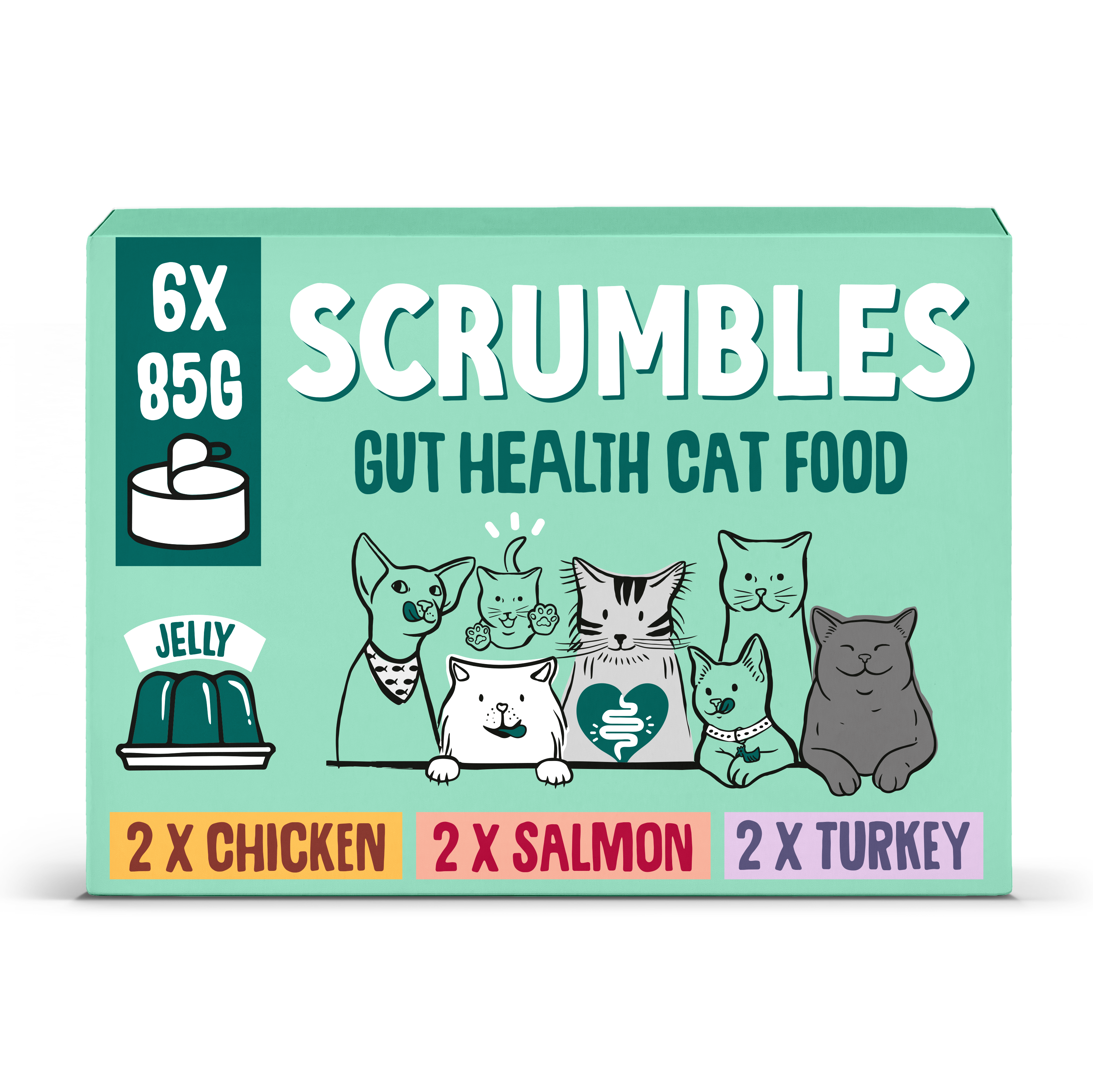 Scrumbles Grain Free Wet Cat Food in Jelly Classic Selection 6x80g