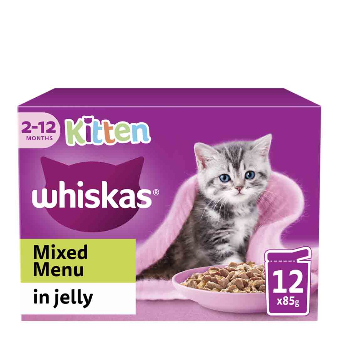 Whiskas Kitten Mixed Menu in Jelly Wet Cat Food Pouches, 12 x 85g