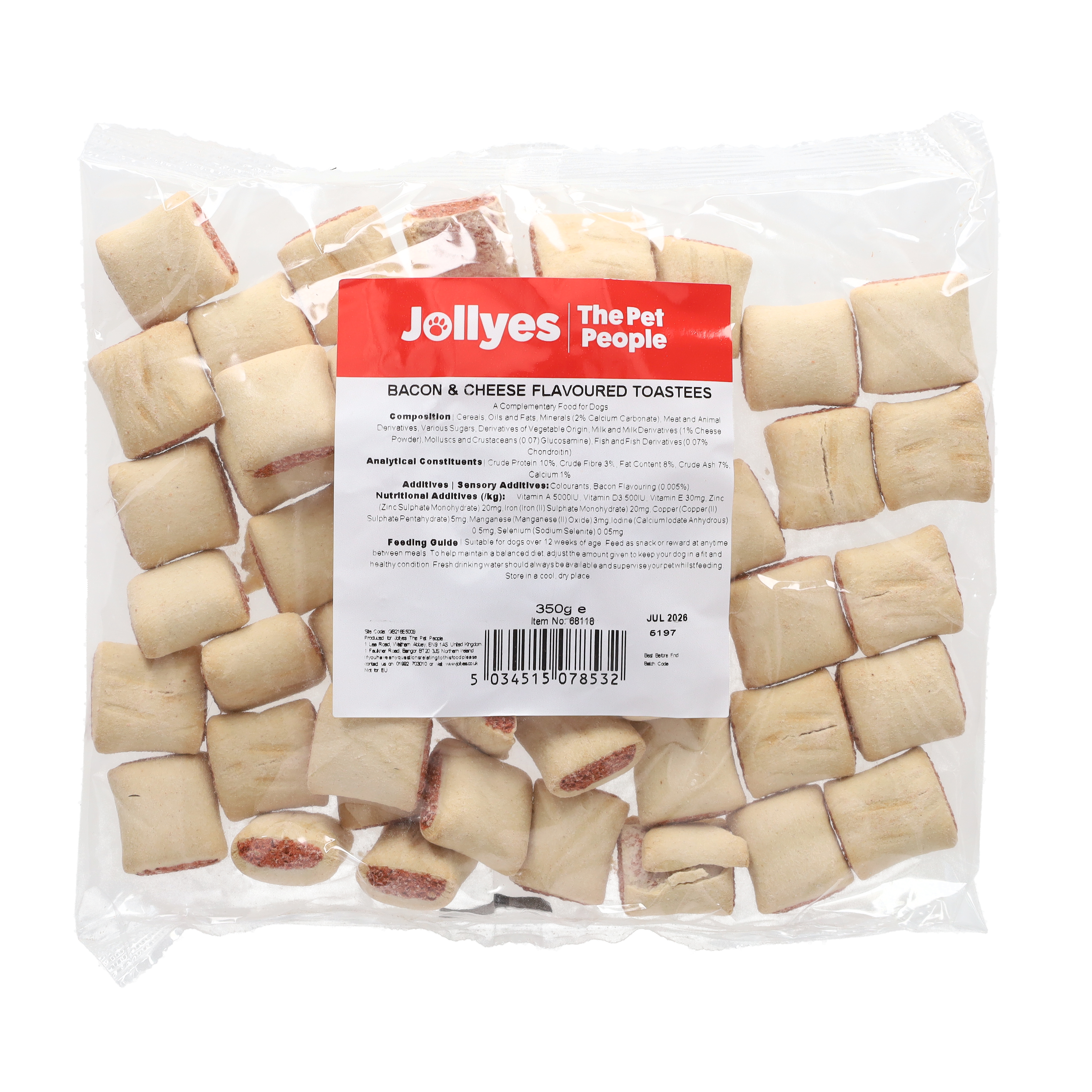 Jollyes Bacon & Cheese Toastees Dog Treats 350g