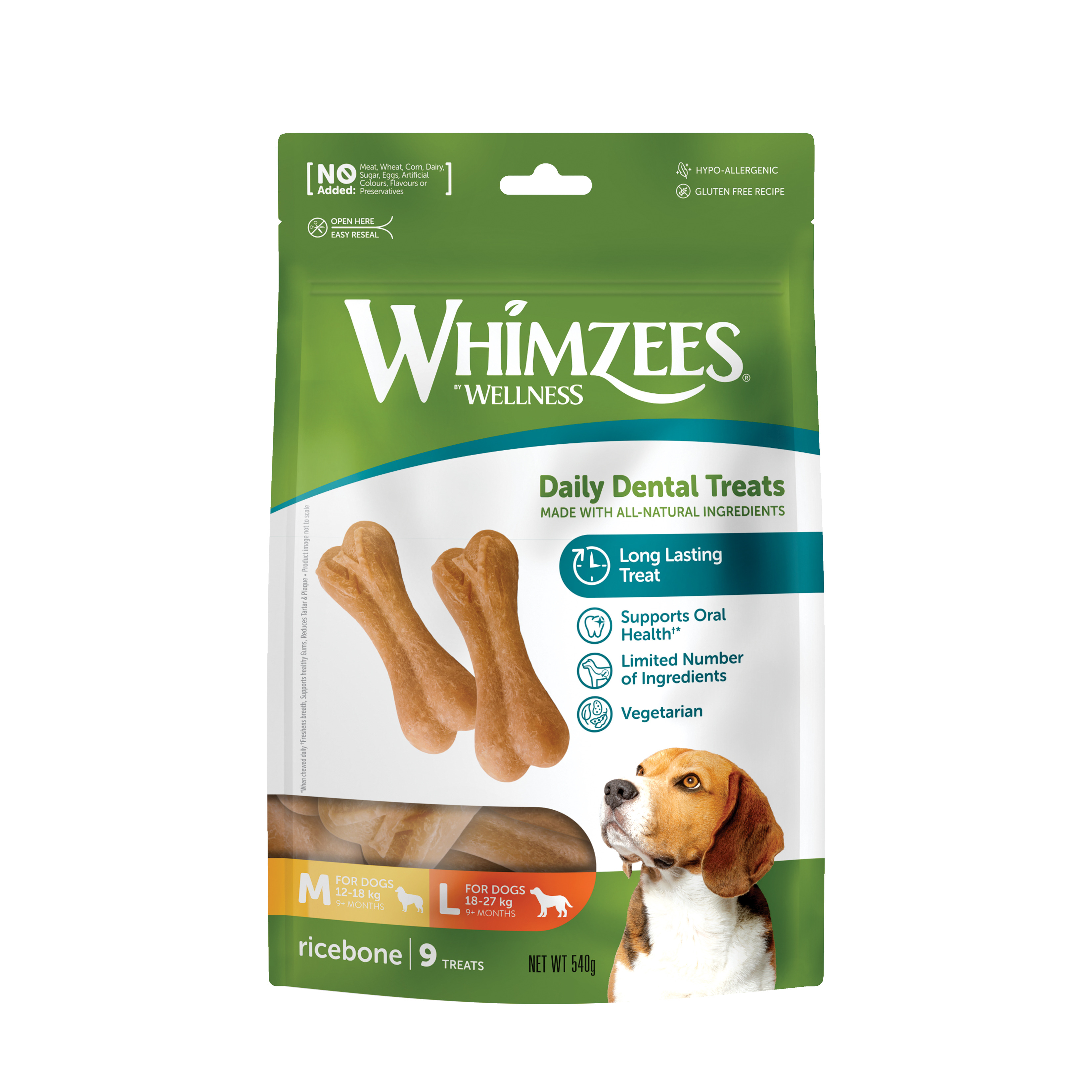 Whimzees Rice Bone Dog Treat 9 Pack