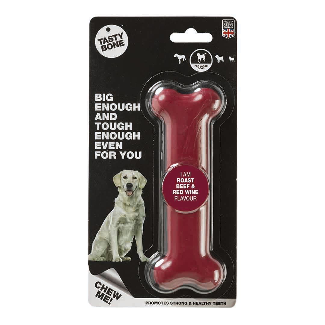 TastyBone Nylon Roast Beef and Red Wine Dog Bone for Large Dogs