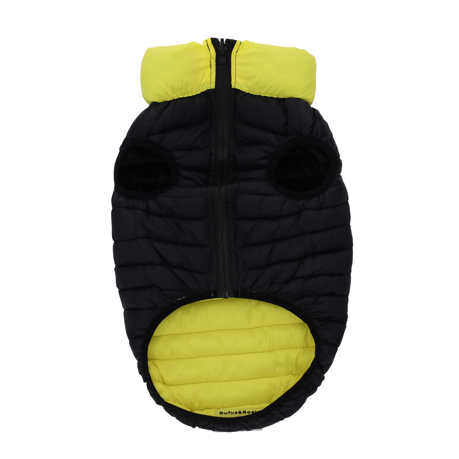 Rufus & Rosie Yellow & Black Dog Puffer Jacket, M+