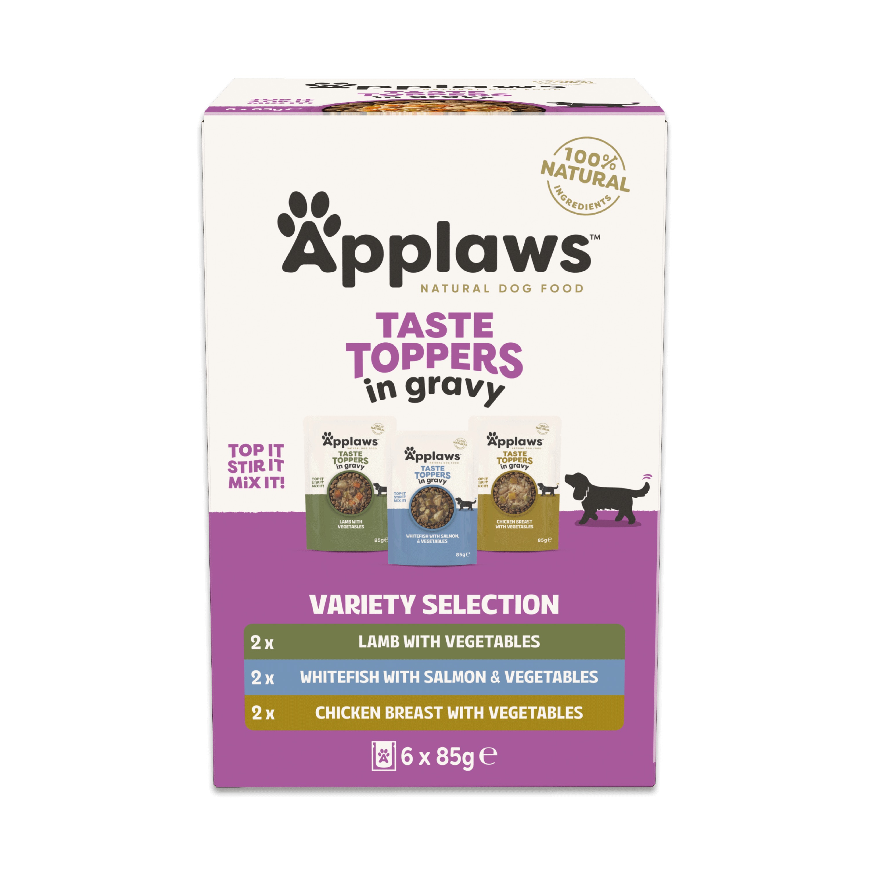 Applaws Taste Toppers Variety Selection in Gravy 6x85g