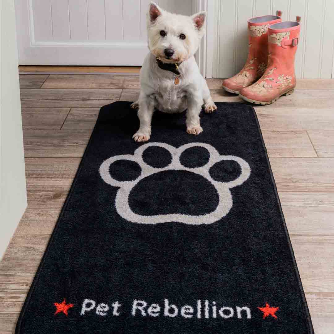 Pet Rebellion Stop Muddy Paws Black Dog Mat, XL
