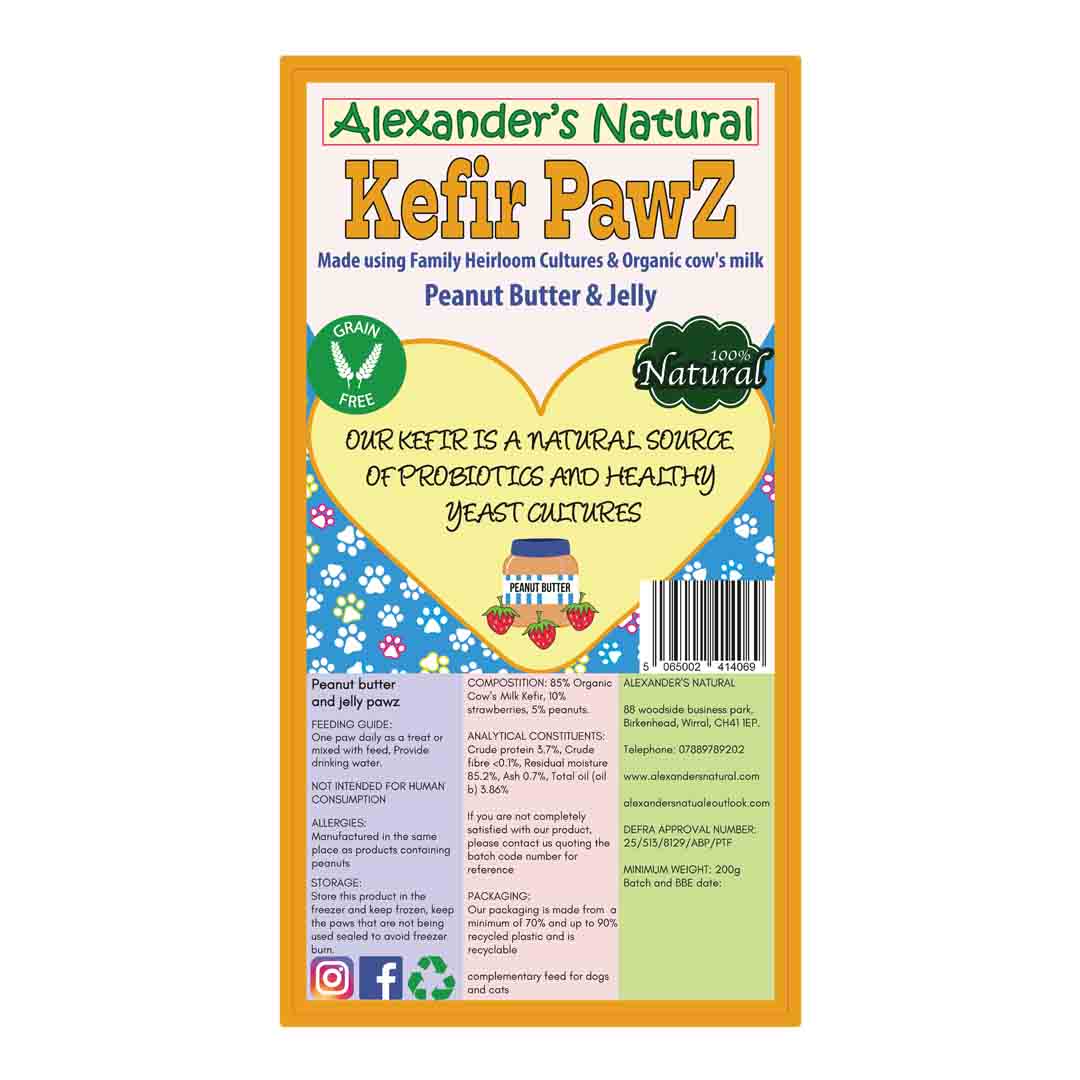 Alexander Naturals Peanut Butter N Jelly Kefir for Dogs, 7 Pack