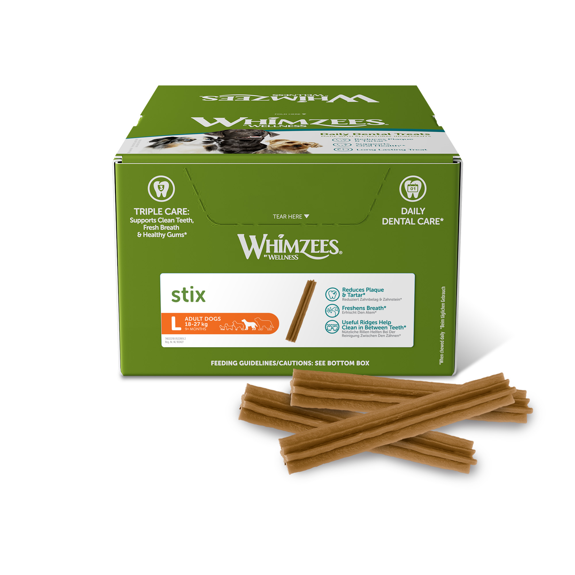 Whimzees Stix, Dog Dental Chew, Large