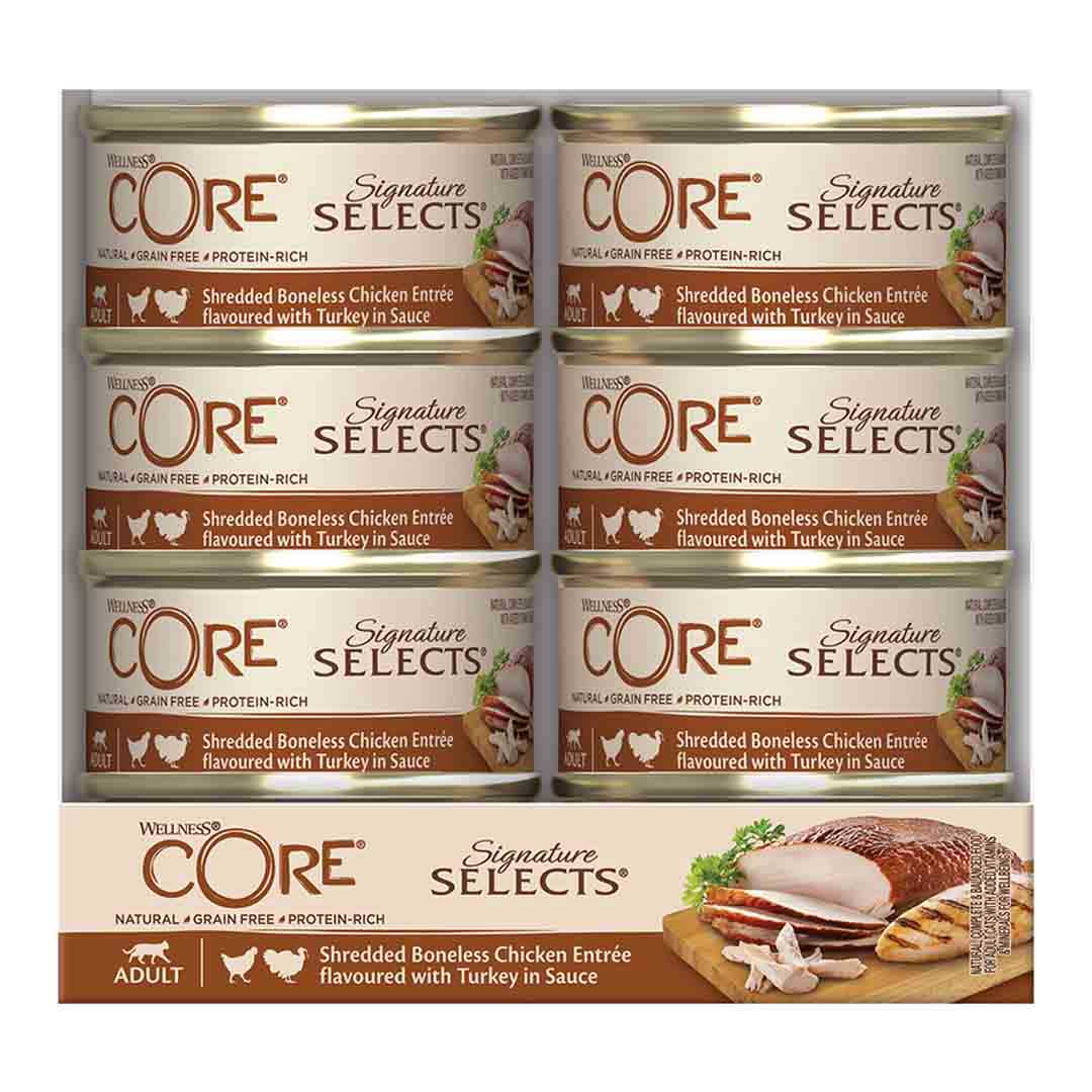 Wellness CORE®  Signature Selects Shredded Boneless Chicken Entree with Turkey in Sauce Adult Cat Wet Food 79g