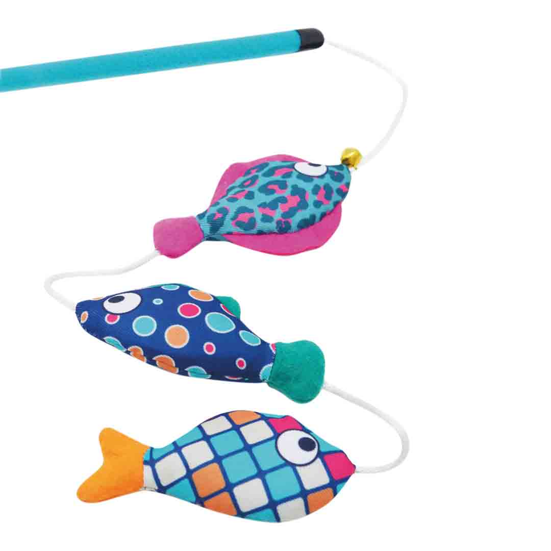 Rosewood Patchwork Fish Teaser Cat Toy