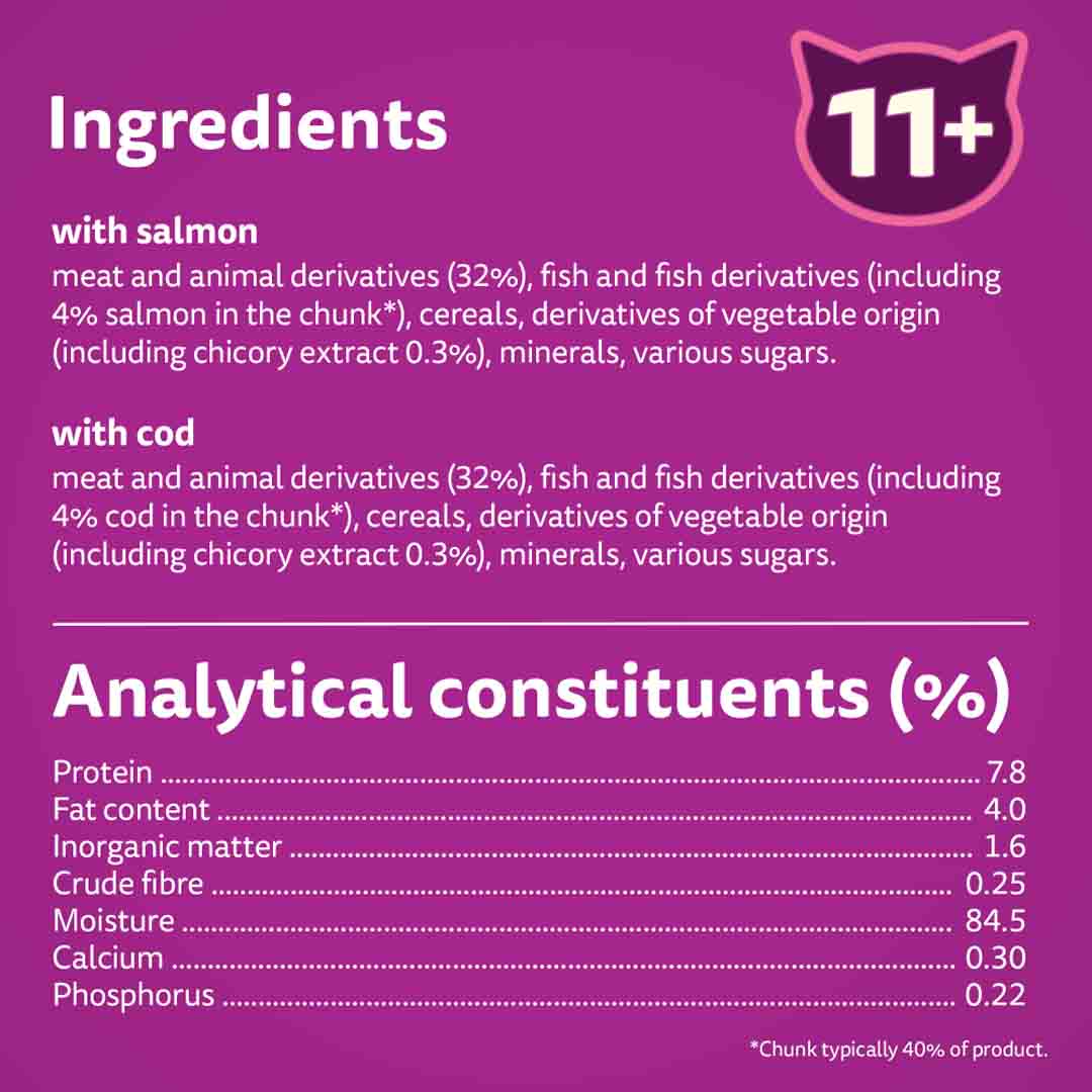 Whiskas Fish Favourites in Jelly 11+ Senior Wet Cat Food Pouches, 12x85g