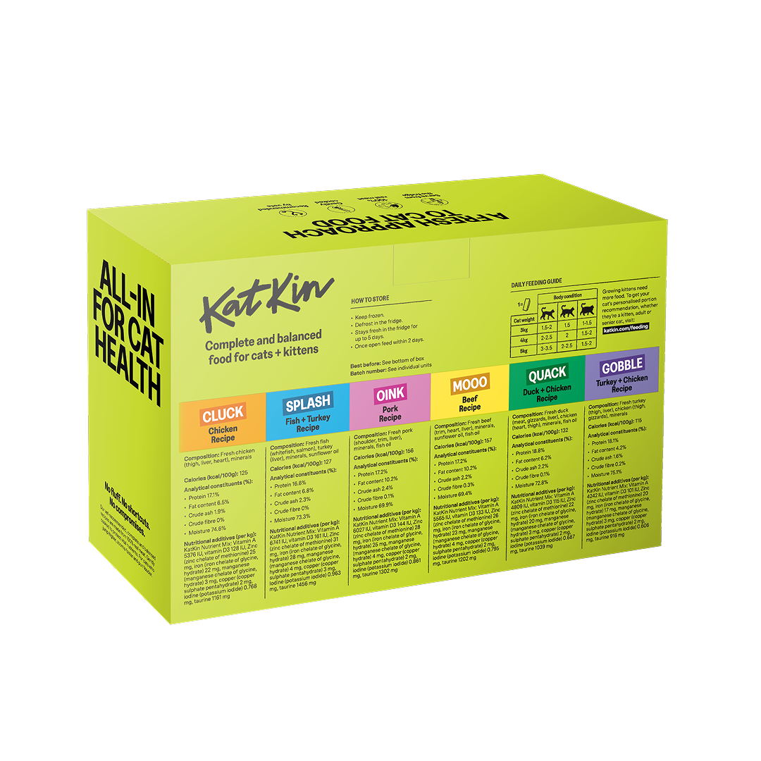 KatKin BEST OF FRESH Fresh Cat and Kitten Food, Variety Pack (Chicken, Fish, Pork, Beef, Duck & Turkey) 12x80g