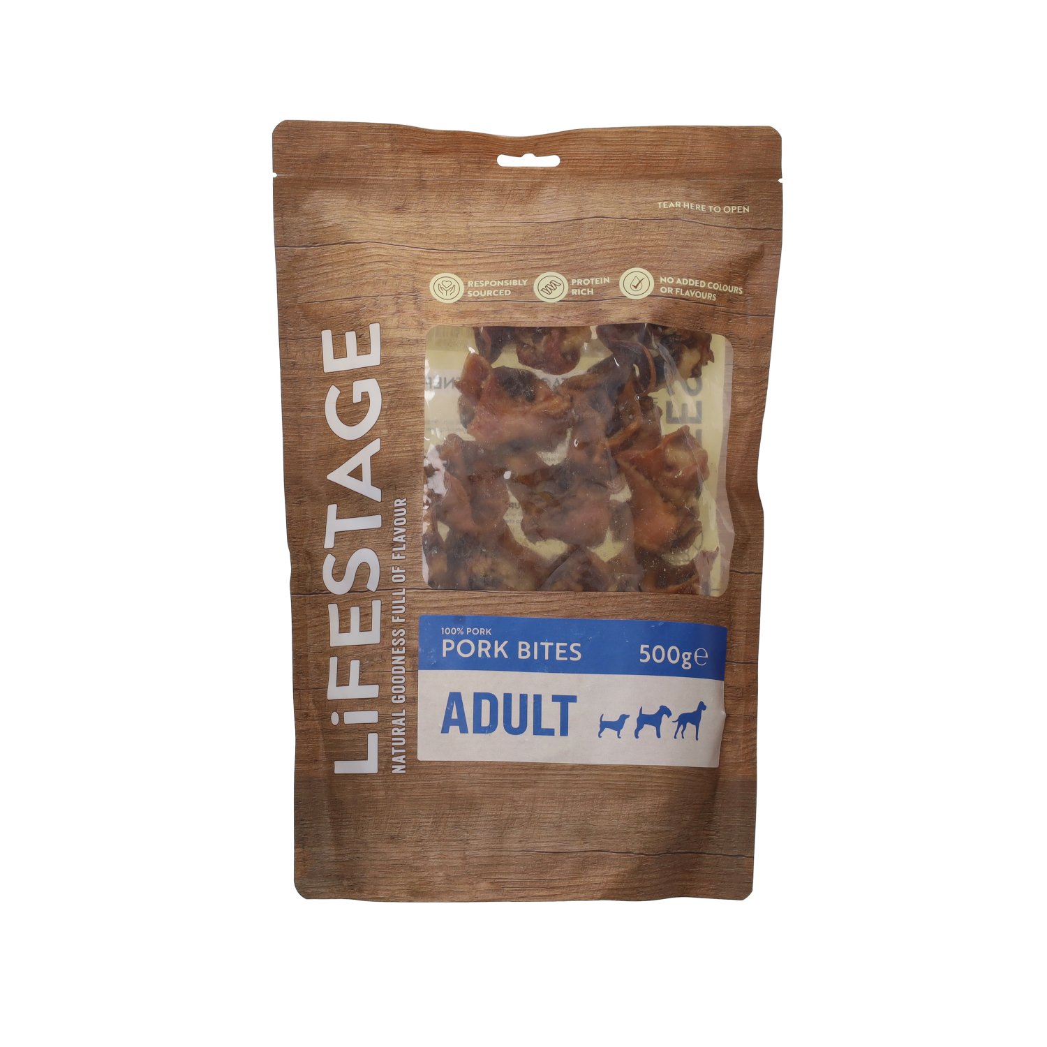 Lifestage Pre-Pack Pork Bites Dog Treats 500g