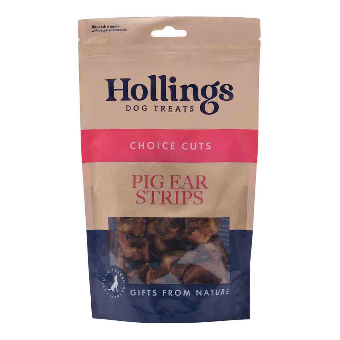 Hollings Dried Pigs Ears Strips, Dog Treats, 500g
