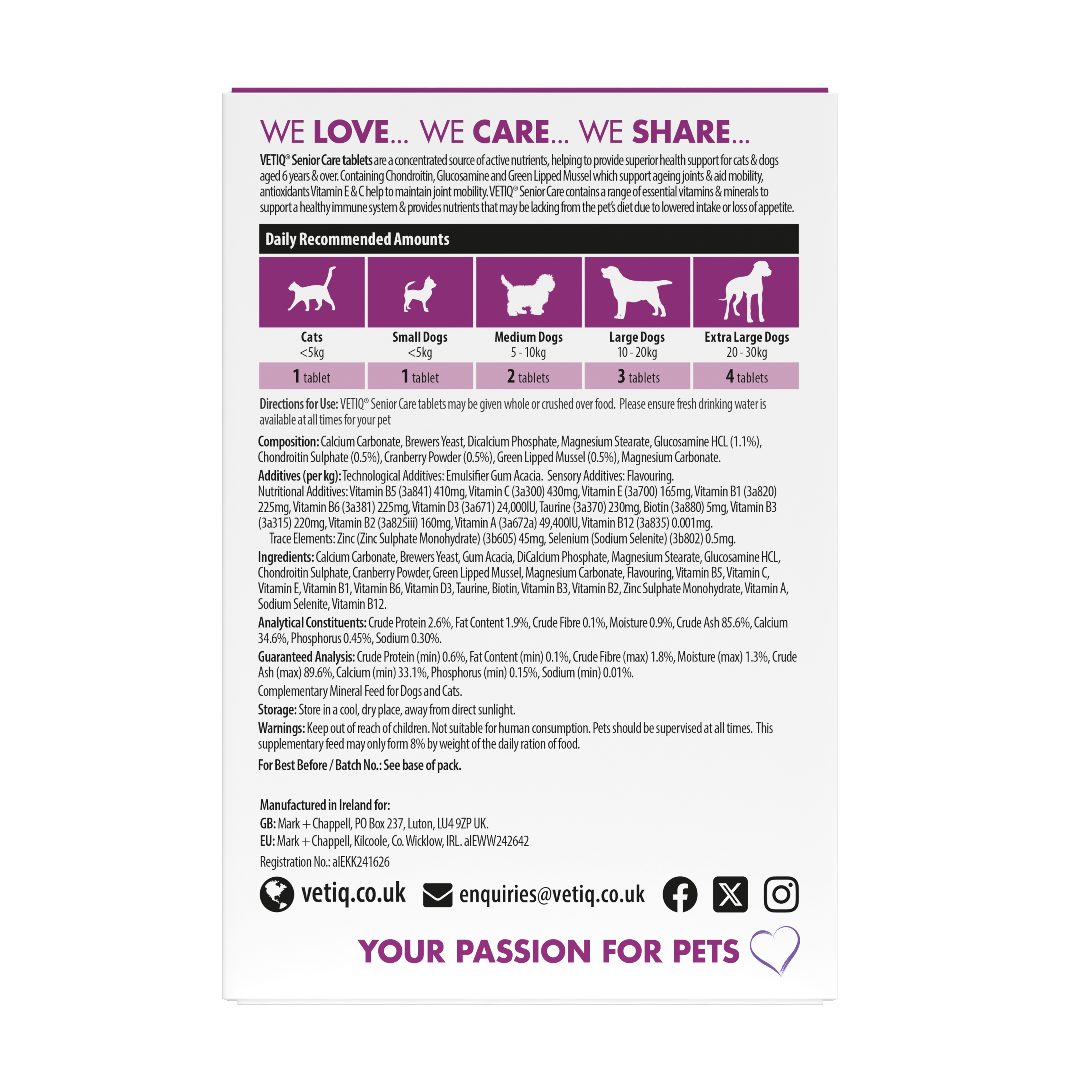VetIQ Senior Care for Cats and Dogs 45 tablets