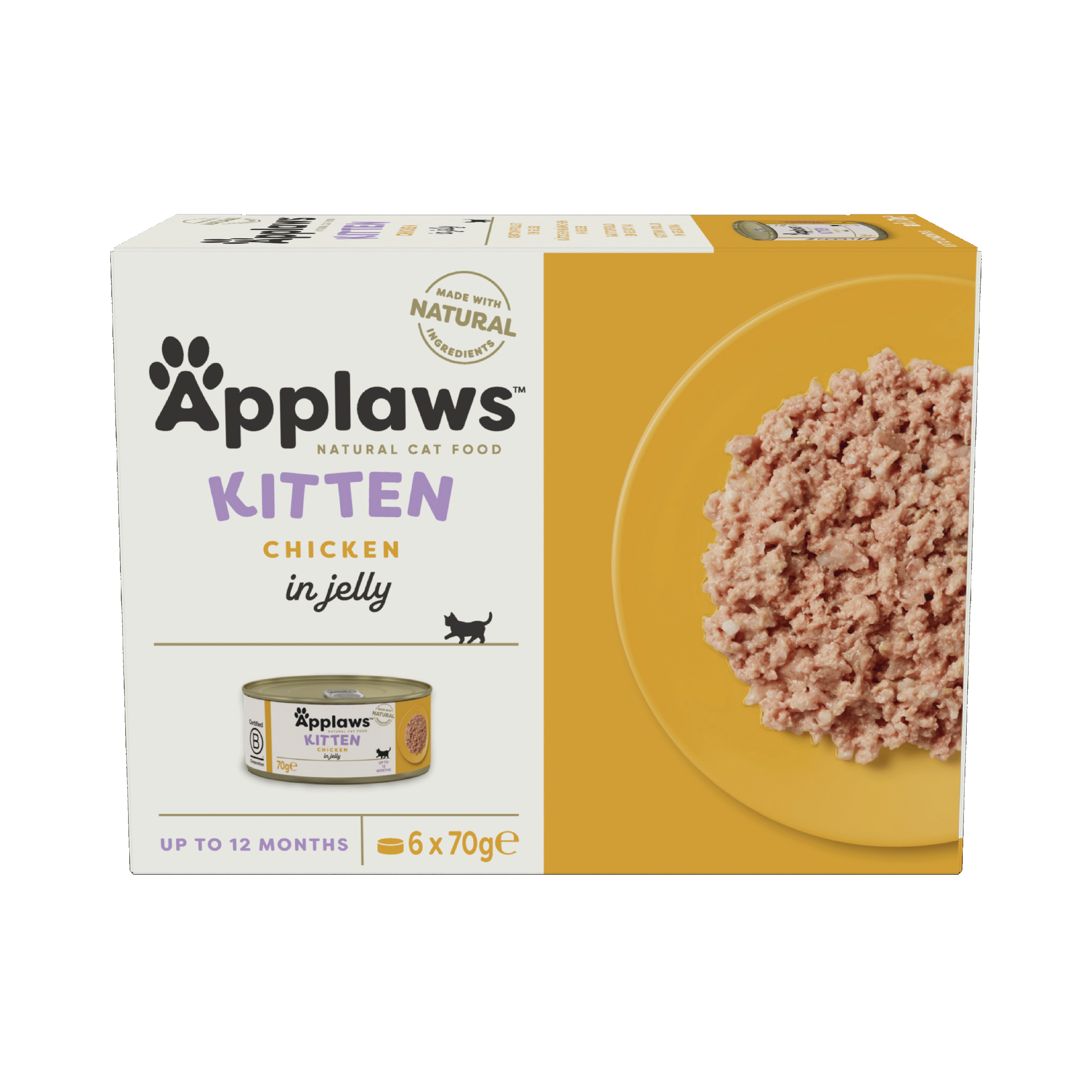 Applaws Natural Kitten Wet Cat Food Chicken in Jelly Tins 6x70g
