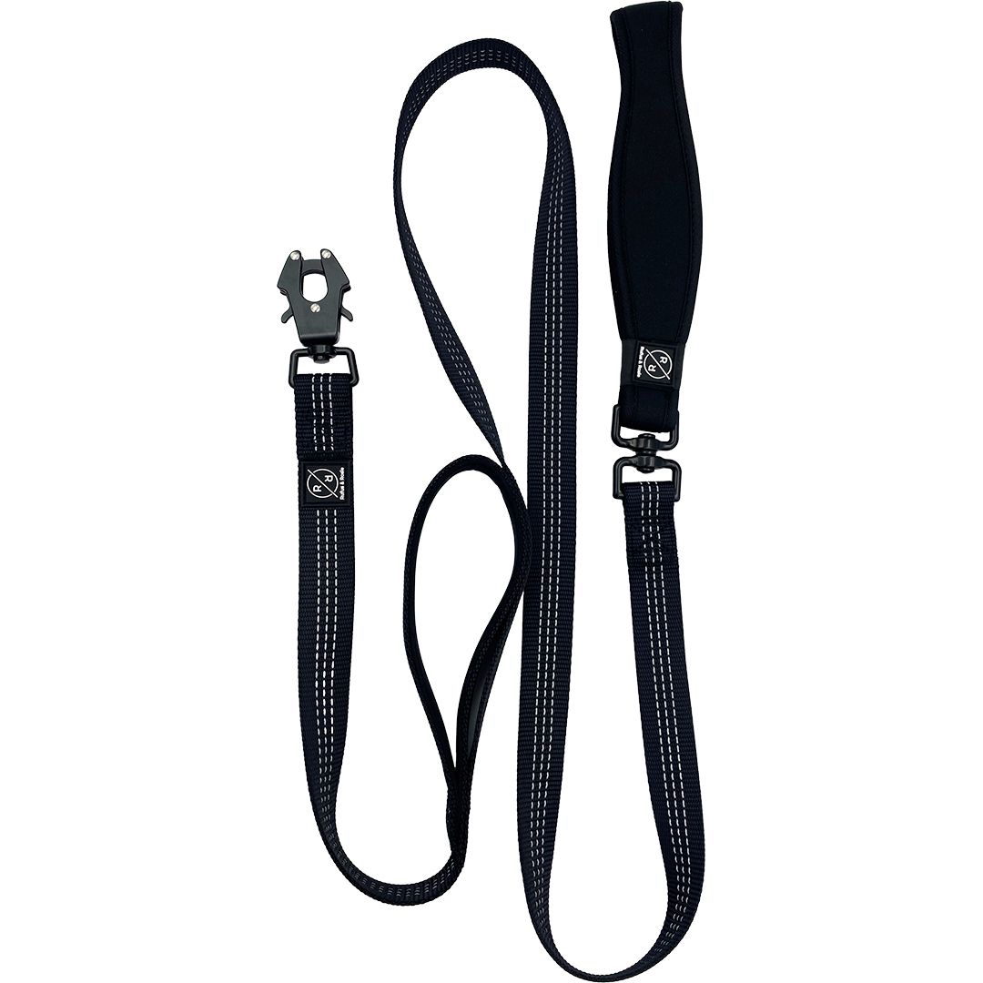 Hem & Boo Double Handle Neoprene Dog Lead Black