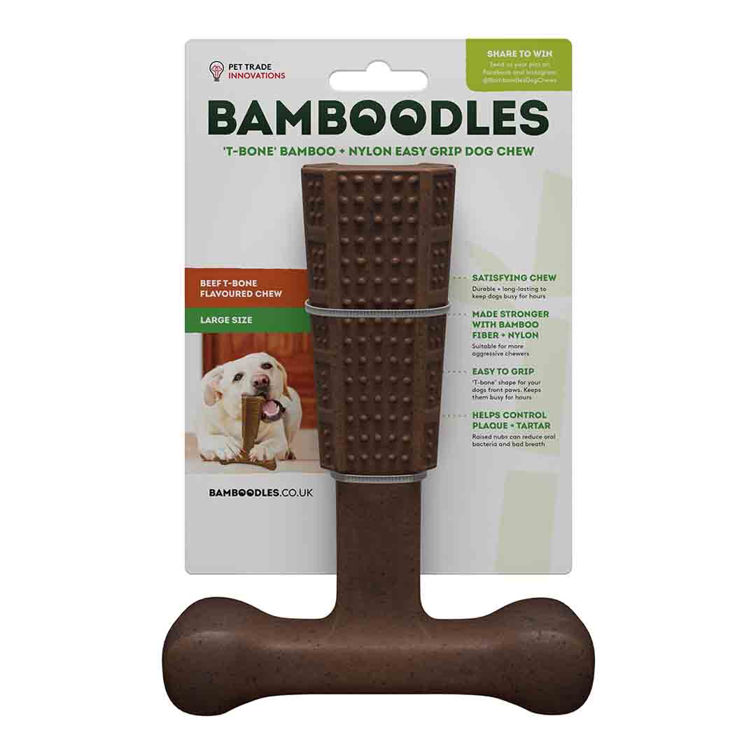 Bamboodles T Bone Beef Chew Dog Toy Large