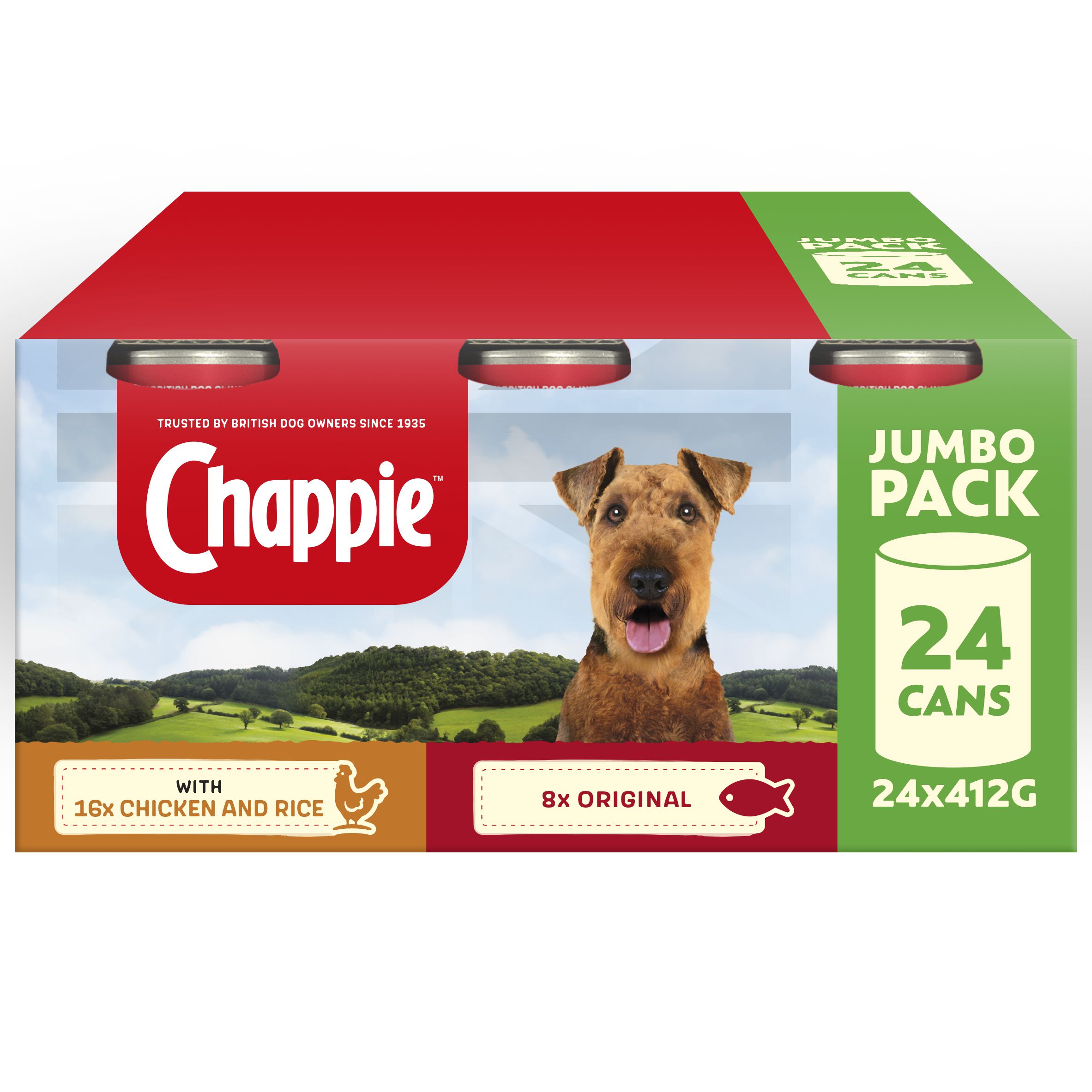 Chappie Adult Wet Dog Food Tins Favourites in Loaf 24x412g