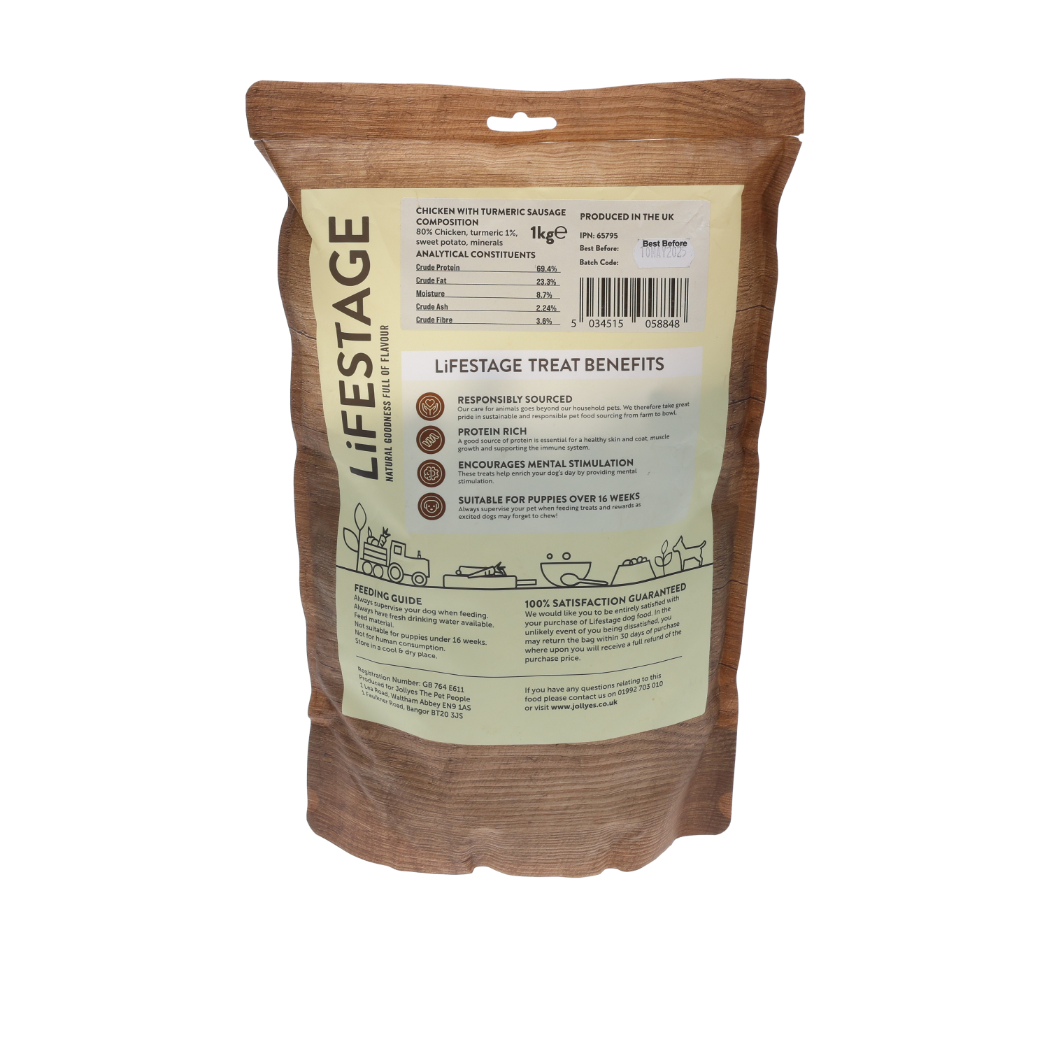 Lifestage Pre-Pack Sausage Chicken with Turmeric Dog Treats 1kg
