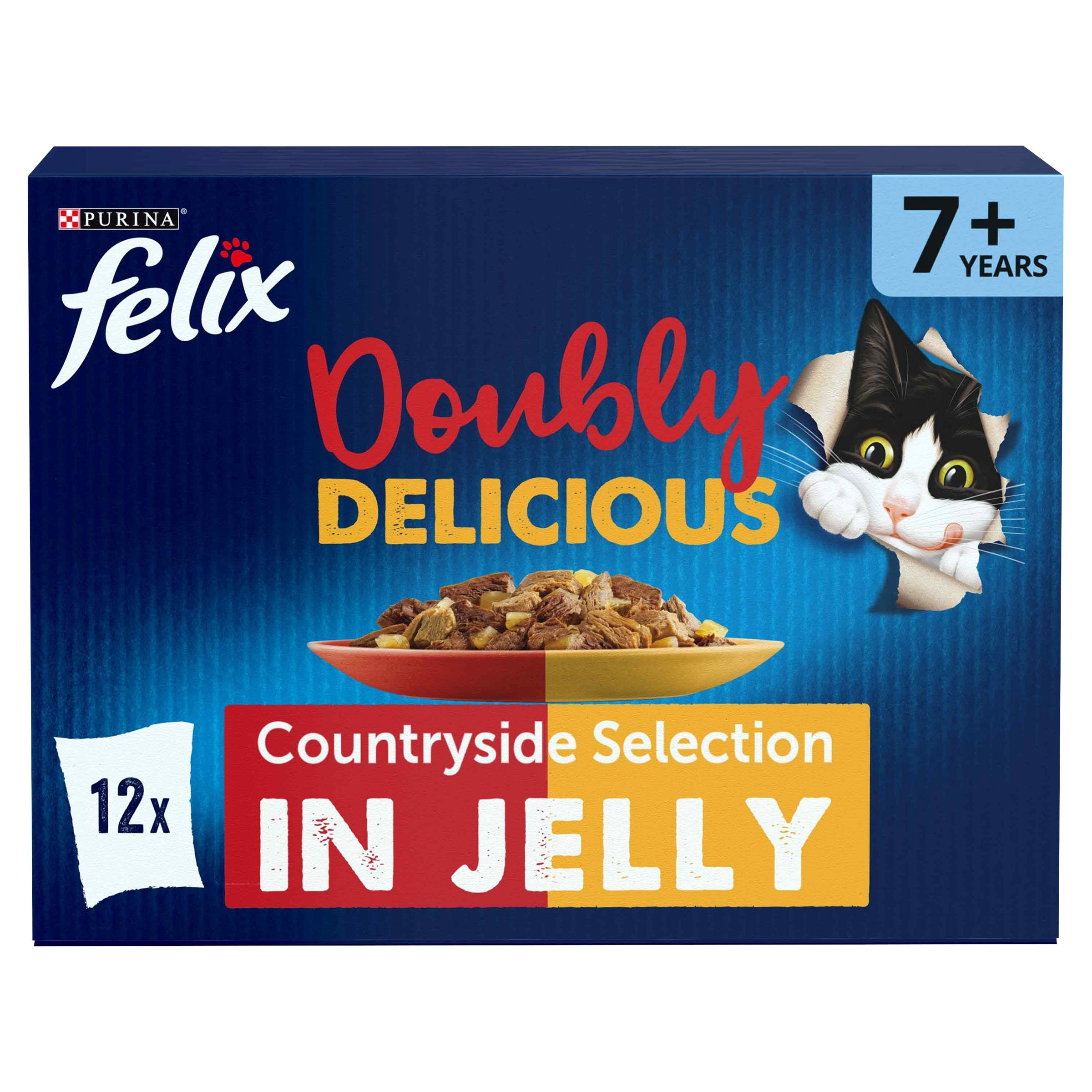 Felix Doubly Delicious 7+ Countryside Selection in Jelly Wet Cat Food 12x85g