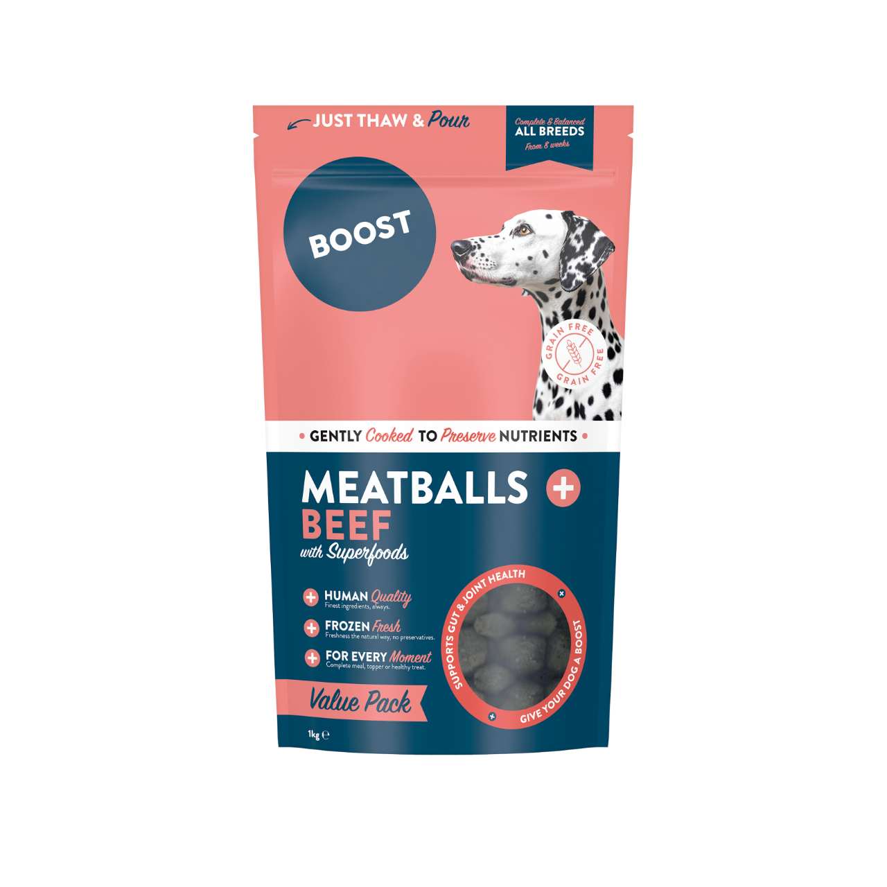 Boost Beef Meatballs Fresh Dog Food 1kg