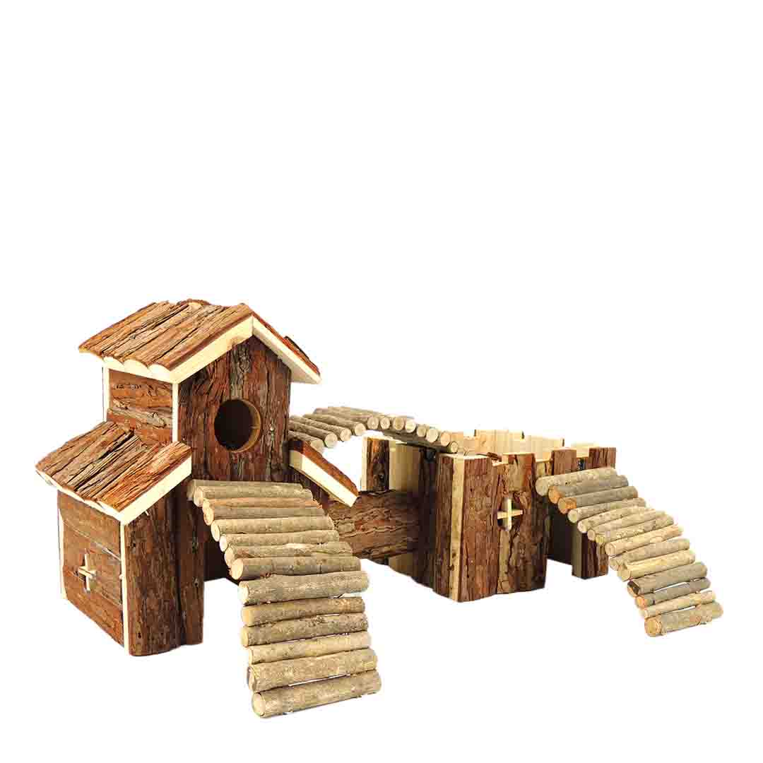Classic Small Animal Double House With Bridges