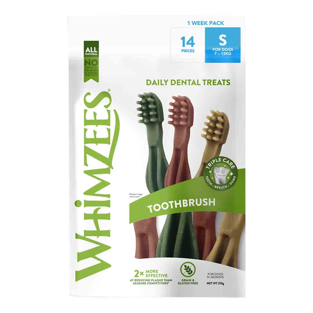 Whimzees Daily Toothbrush Dog Chew Treats, 14 Pieces