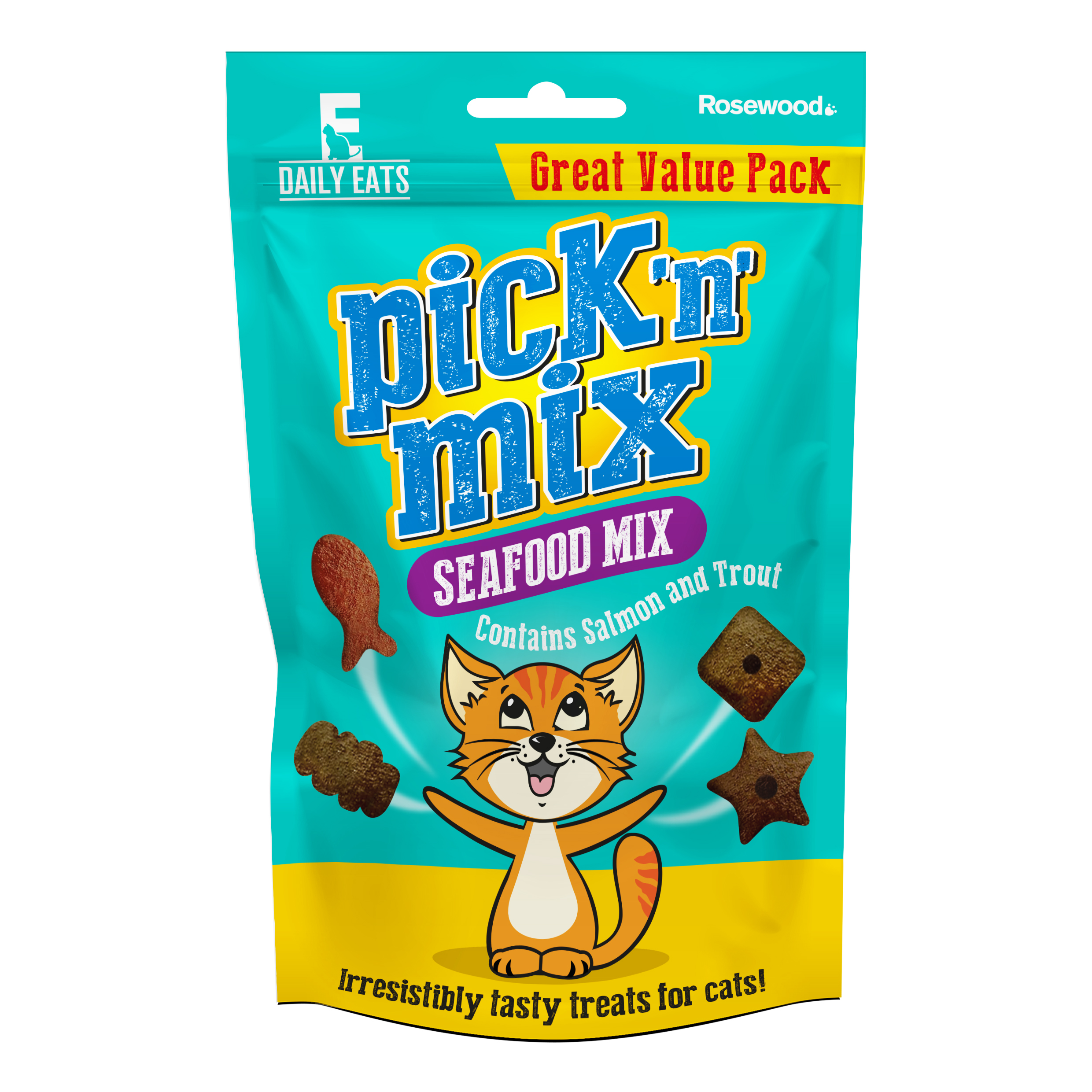 Rosewood Cat Cushions Pick 'n' Mix Cat Treats Seafood, 180G