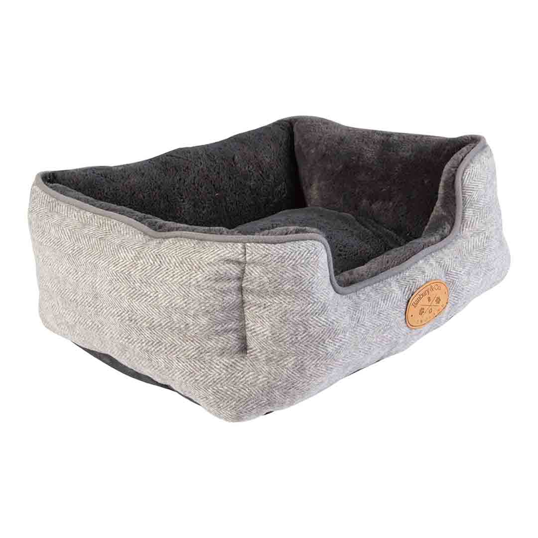 Pet Brands Herringbone Square Large Grey Dog Bed