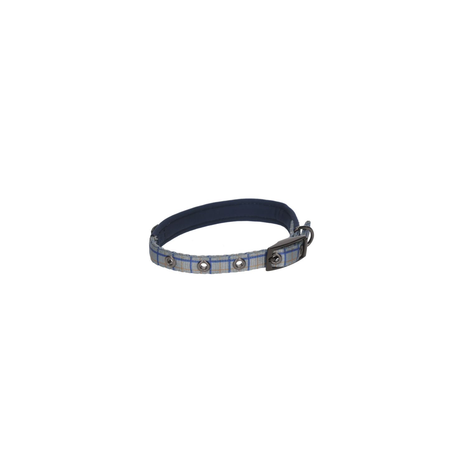 Rufus & Rosie Padded Check Dog Collar, Small, Grey