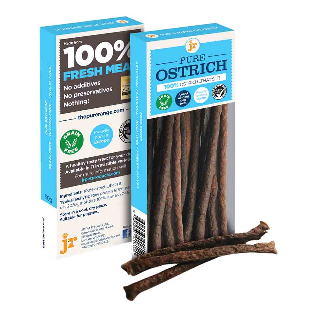 JR Pet Products, Pure Ostrich Sticks, Dog Chews, 50g