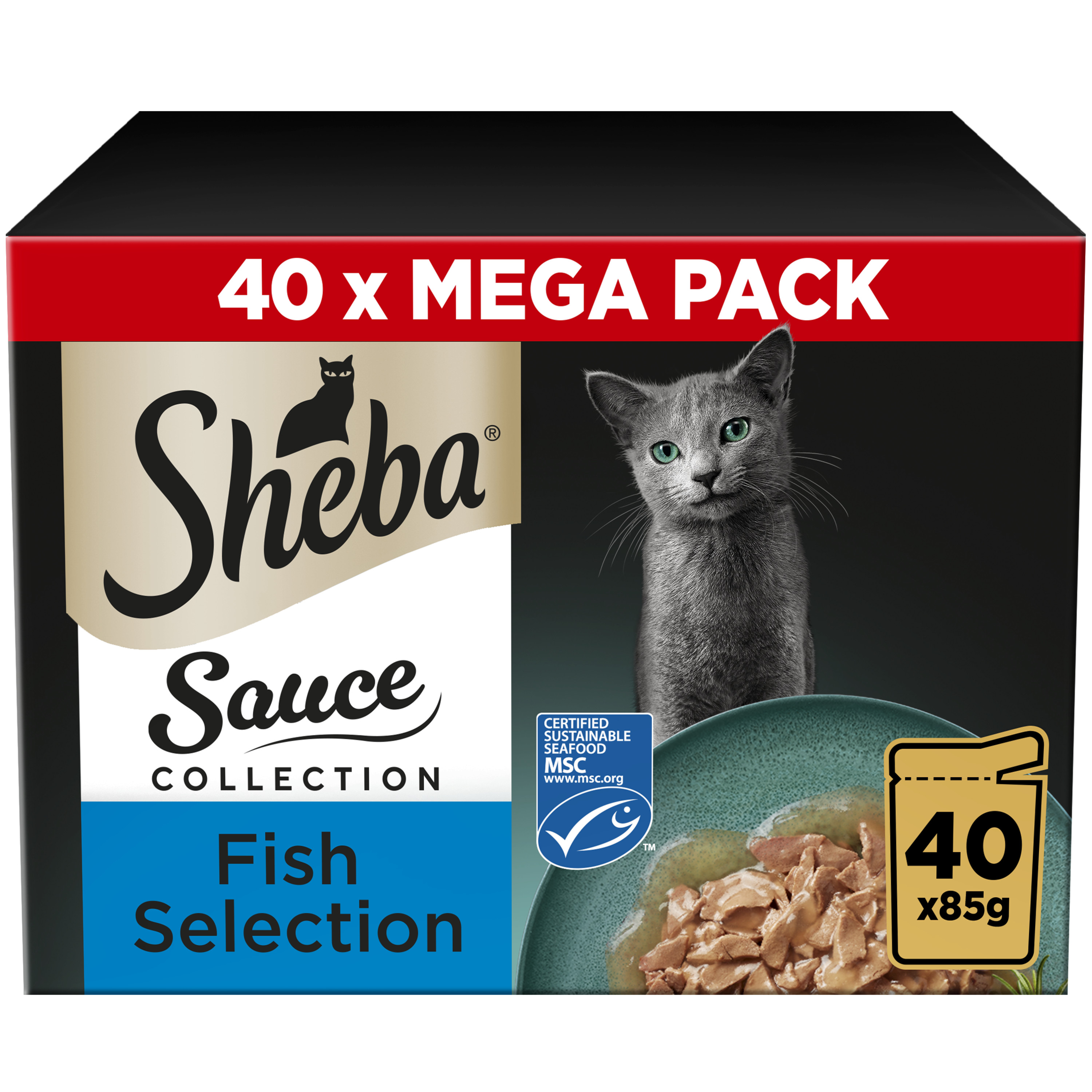 SHEBA Sauce Collection Cat Pouches Fish Selection in Gravy 40x85g