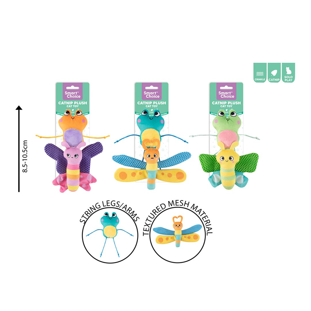 Smart Choice Plush Frog & Butterfly Cat Teaser Toys 2 Pack