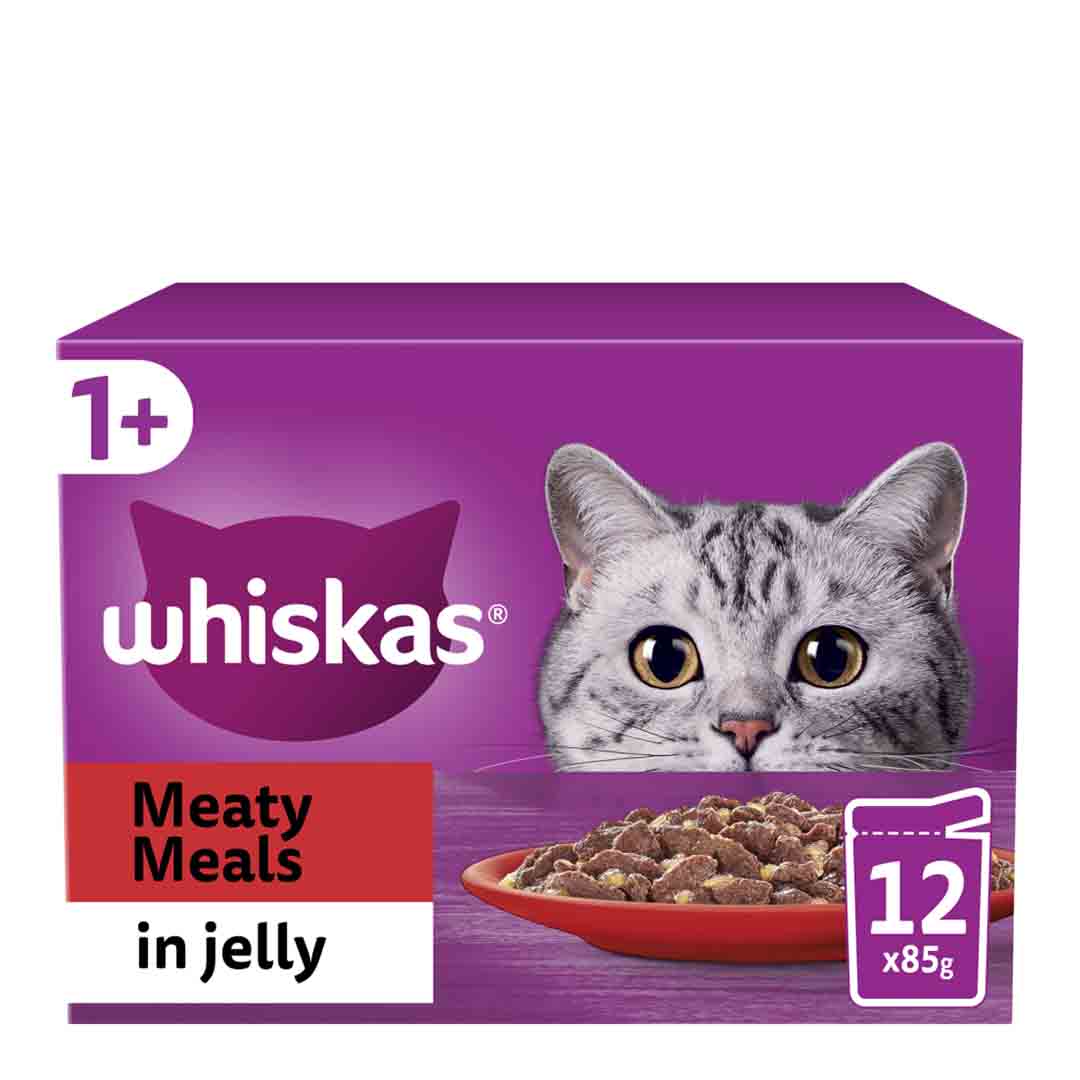 Whiskas Meaty Meals in Jelly 1+ Adult Wet Cat Food Pouches, 12 x 85g