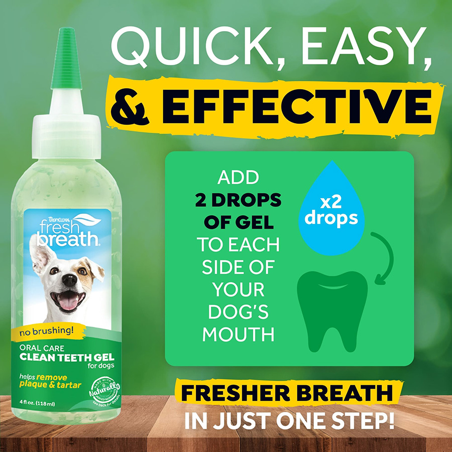 Tropiclean Fresh Breath No Brushing Oral Care Gel for Dogs 118ml