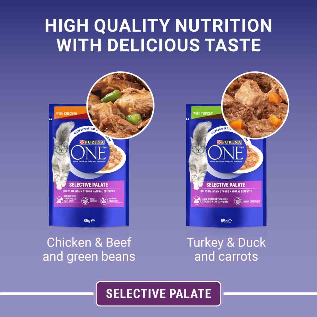 PURINA ONE Mini Fillets Selective Palate Wet Cat Food 8x85g