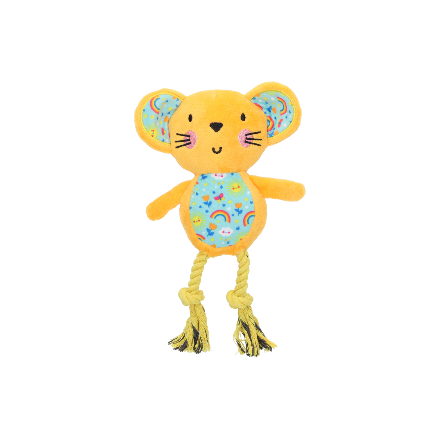 Rufus & Rosie Squeaky Plush Rope Leg Puppy Toy