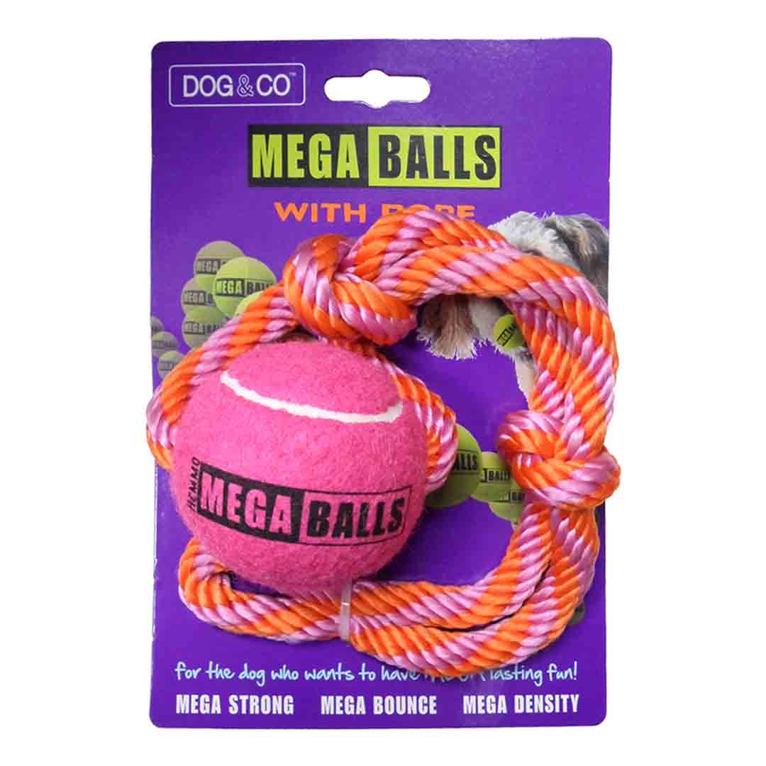 Mega Ball On Rope Dog Toy, Dog & Co, 4 Inches 
